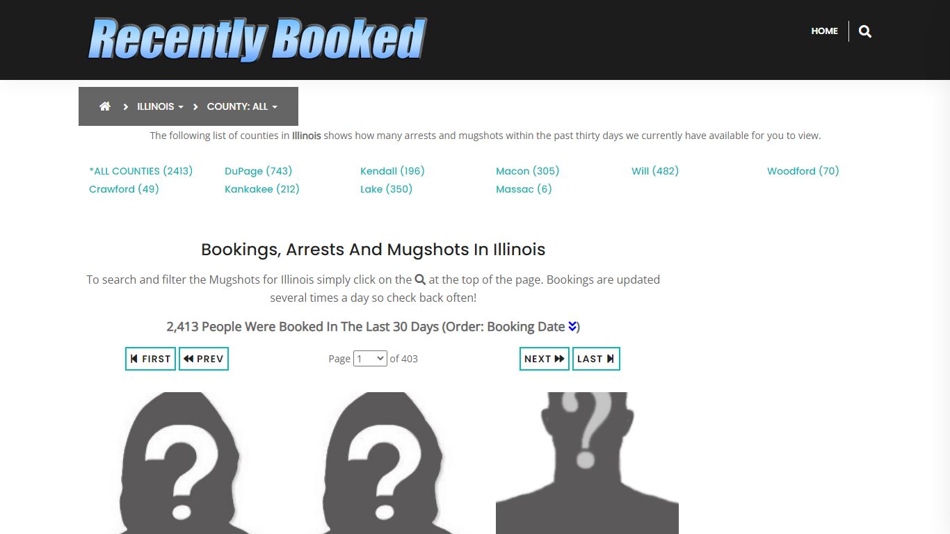 Recent bookings, Arrests, Mugshots in Illinois - Recently Booked